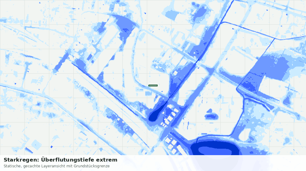 Statische Kartenansicht: Starkregen: Überflutungstiefe extrem