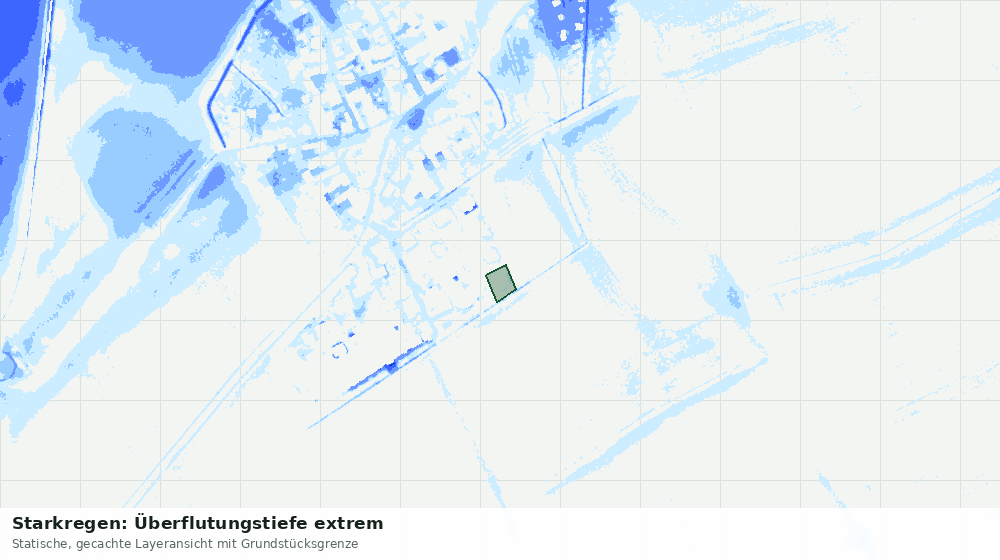 Statische Kartenansicht: Starkregen: Überflutungstiefe extrem