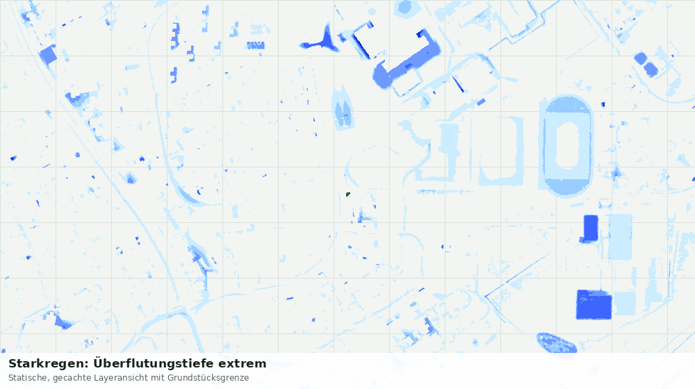 Statische Kartenansicht: Starkregen: Überflutungstiefe extrem