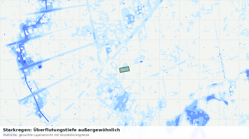 Statische Kartenansicht: Starkregen: Überflutungstiefe außergewöhnlich