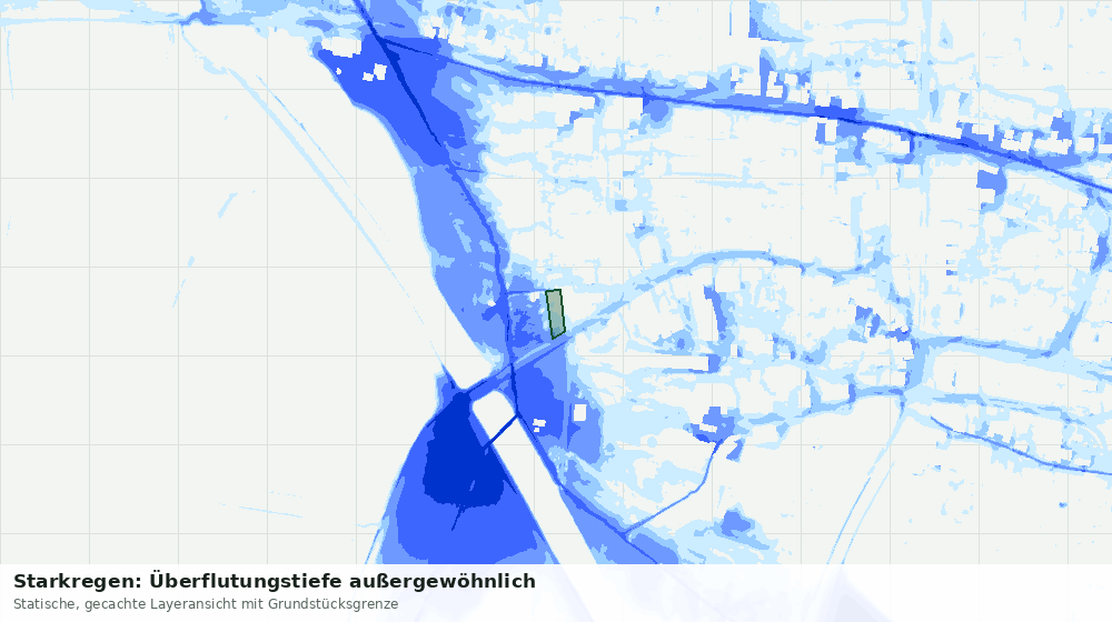 Statische Kartenansicht: Starkregen: Überflutungstiefe außergewöhnlich