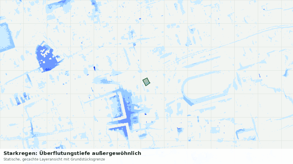 Statische Kartenansicht: Starkregen: Überflutungstiefe außergewöhnlich