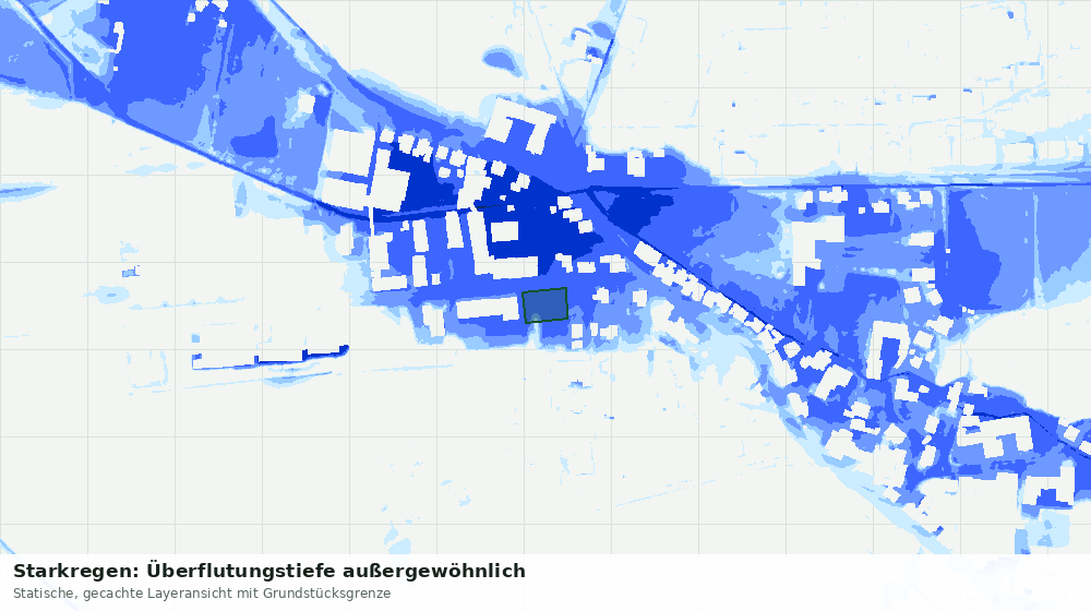 Statische Kartenansicht: Starkregen: Überflutungstiefe außergewöhnlich