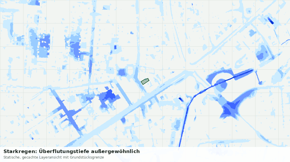 Statische Kartenansicht: Starkregen: Überflutungstiefe außergewöhnlich