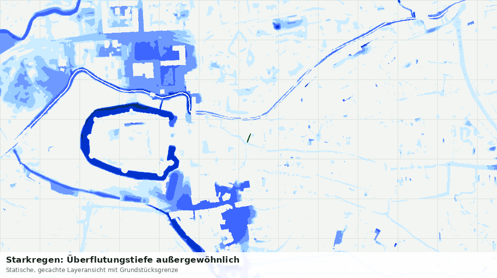 Statische Kartenansicht: Starkregen: Überflutungstiefe außergewöhnlich