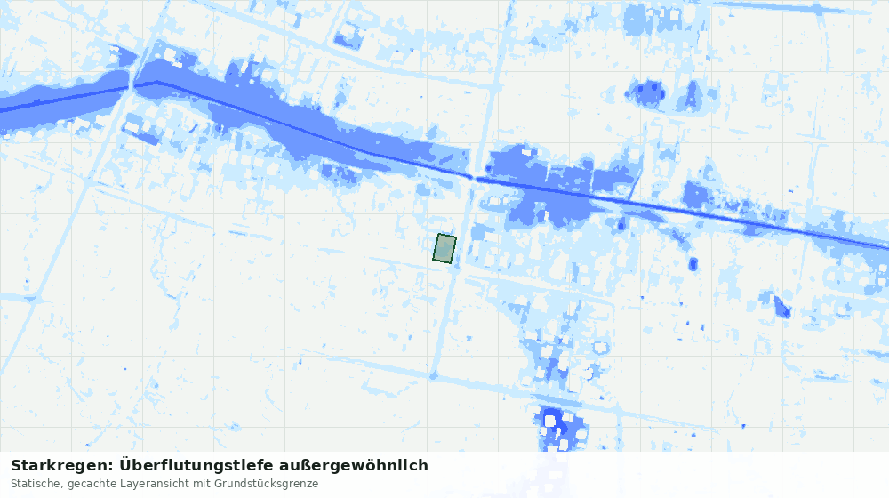 Statische Kartenansicht: Starkregen: Überflutungstiefe außergewöhnlich