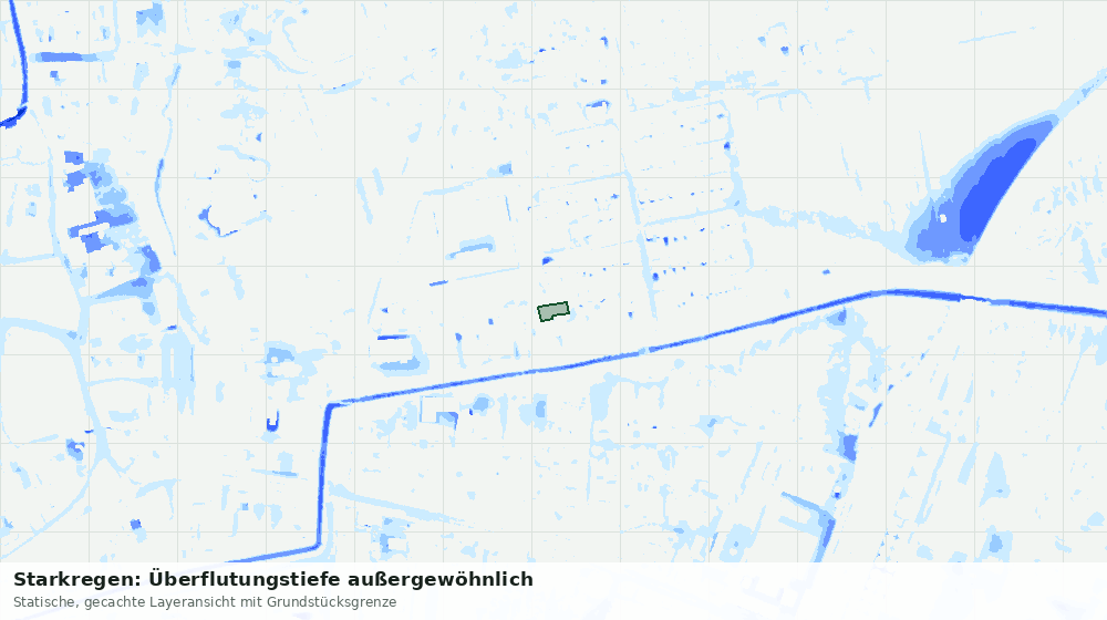 Statische Kartenansicht: Starkregen: Überflutungstiefe außergewöhnlich