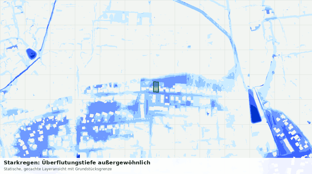 Statische Kartenansicht: Starkregen: Überflutungstiefe außergewöhnlich