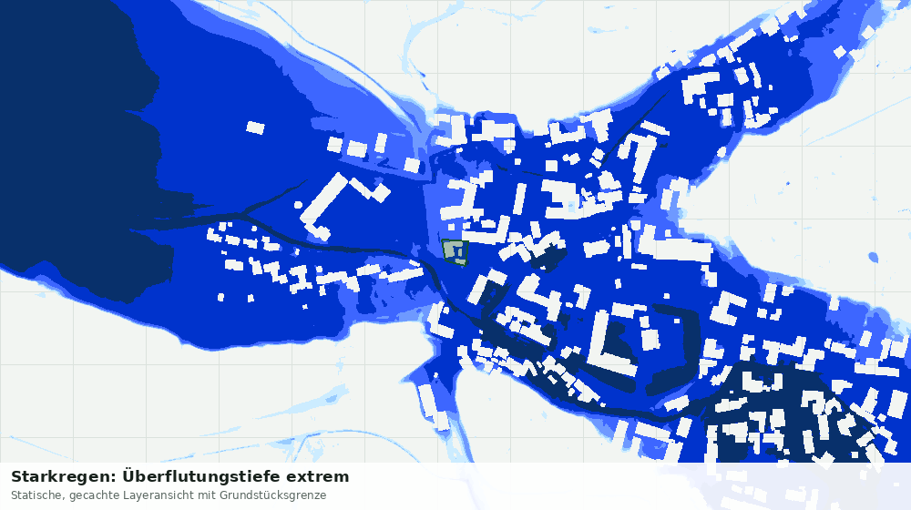 Statische Kartenansicht: Starkregen: Überflutungstiefe extrem