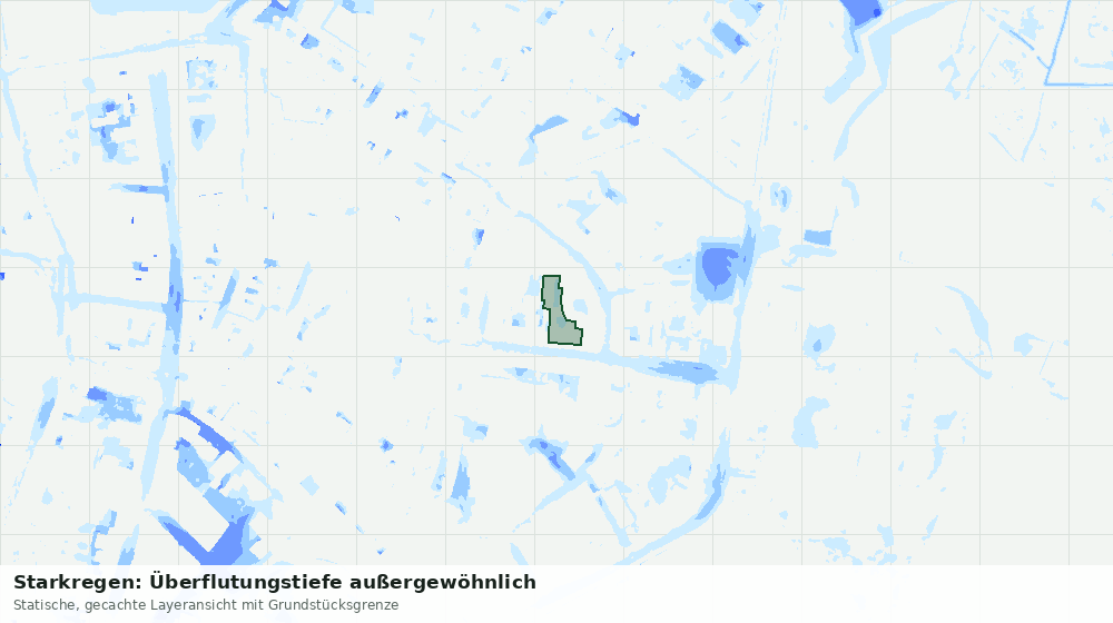 Statische Kartenansicht: Starkregen: Überflutungstiefe außergewöhnlich