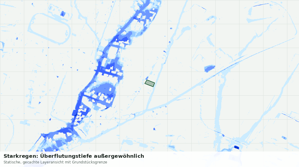 Statische Kartenansicht: Starkregen: Überflutungstiefe außergewöhnlich