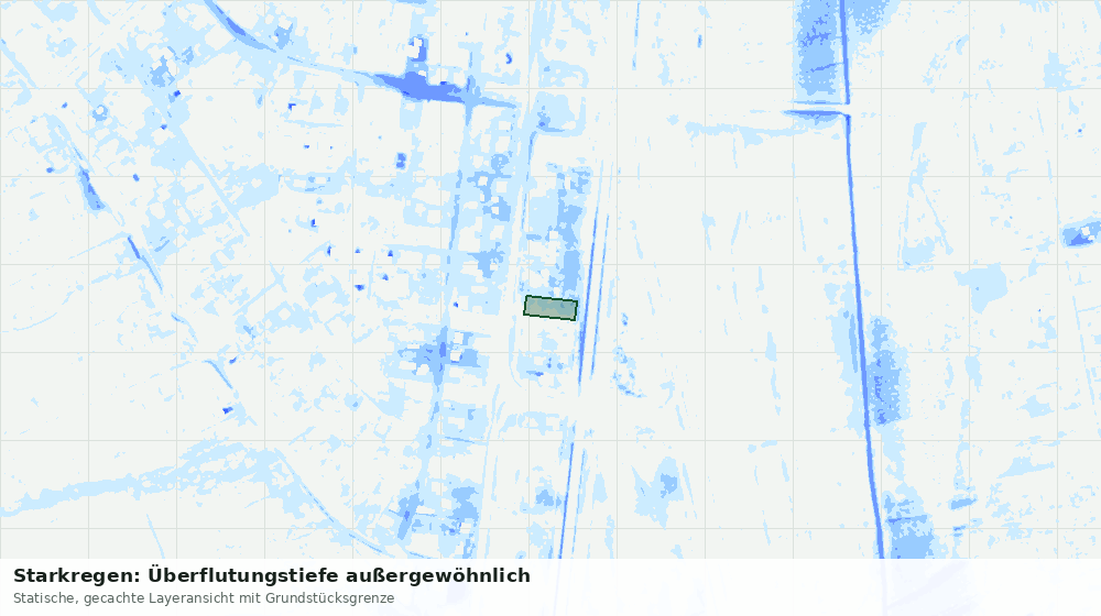 Statische Kartenansicht: Starkregen: Überflutungstiefe außergewöhnlich