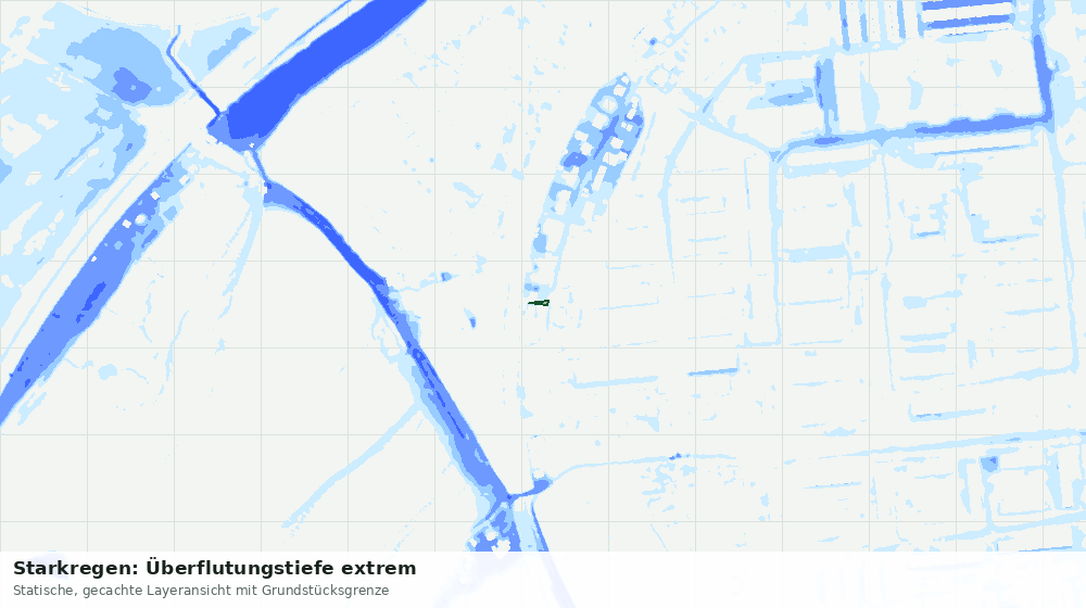 Statische Kartenansicht: Starkregen: Überflutungstiefe extrem