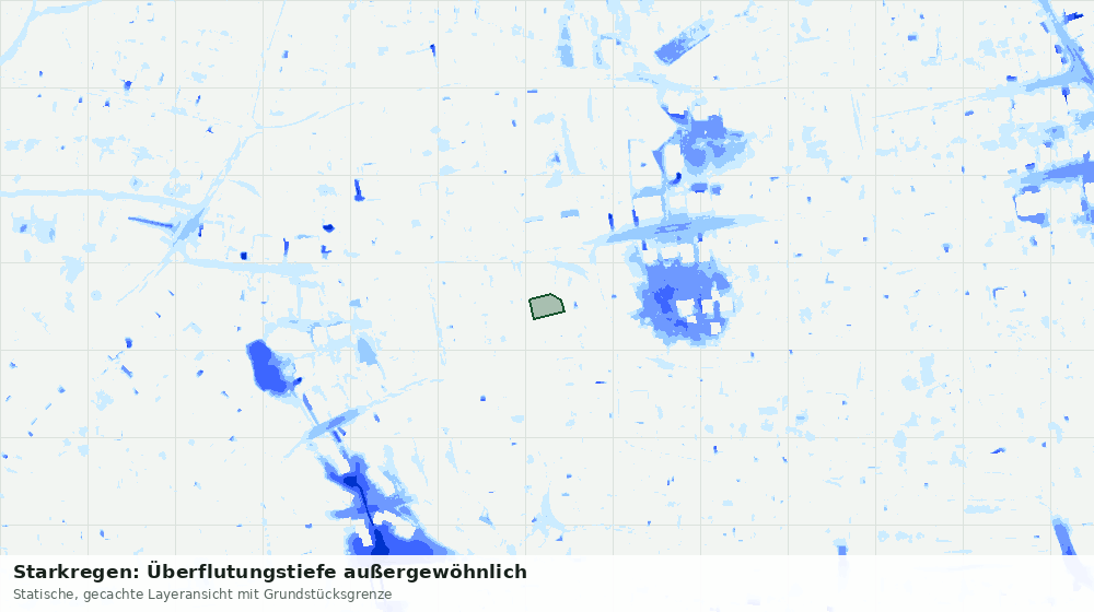 Statische Kartenansicht: Starkregen: Überflutungstiefe außergewöhnlich