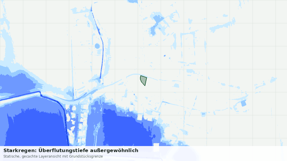 Statische Kartenansicht: Starkregen: Überflutungstiefe außergewöhnlich