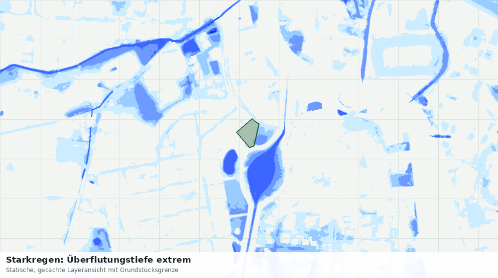 Statische Kartenansicht: Starkregen: Überflutungstiefe extrem