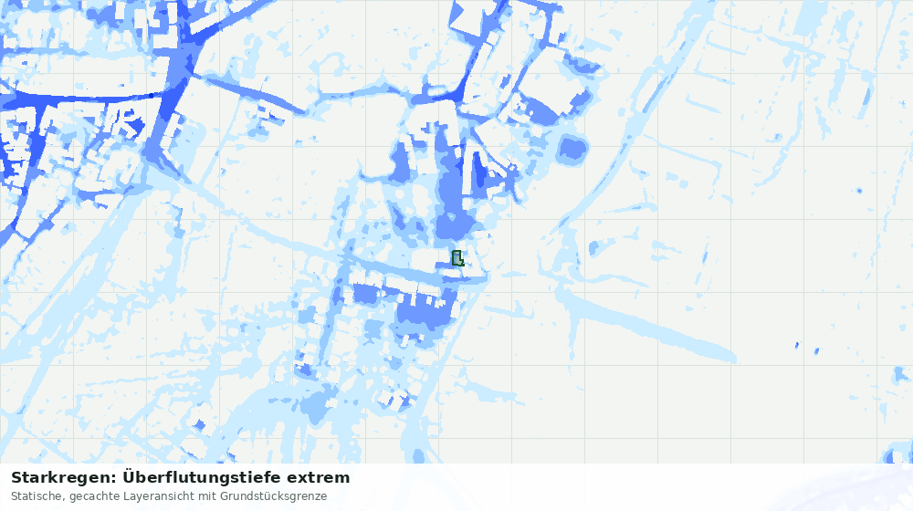 Statische Kartenansicht: Starkregen: Überflutungstiefe extrem
