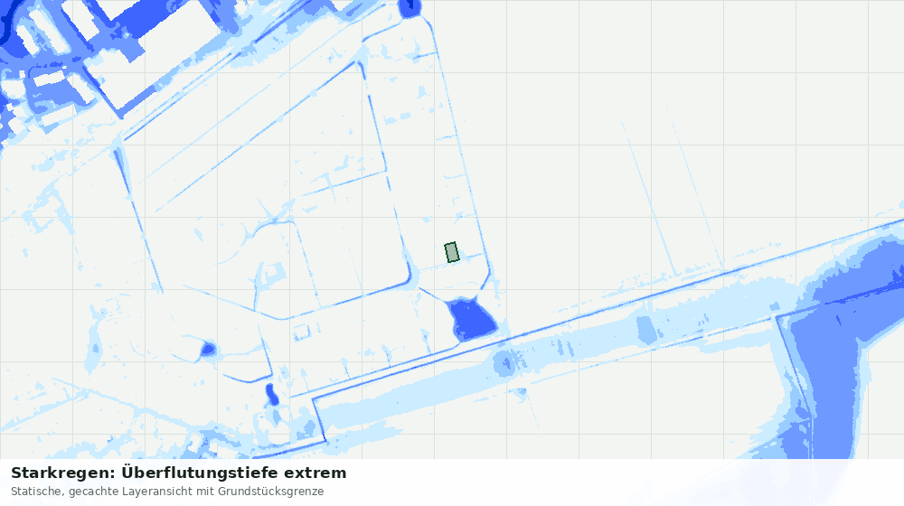 Statische Kartenansicht: Starkregen: Überflutungstiefe extrem