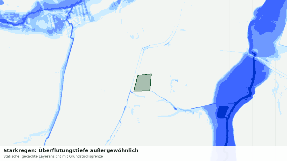 Statische Kartenansicht: Starkregen: Überflutungstiefe außergewöhnlich