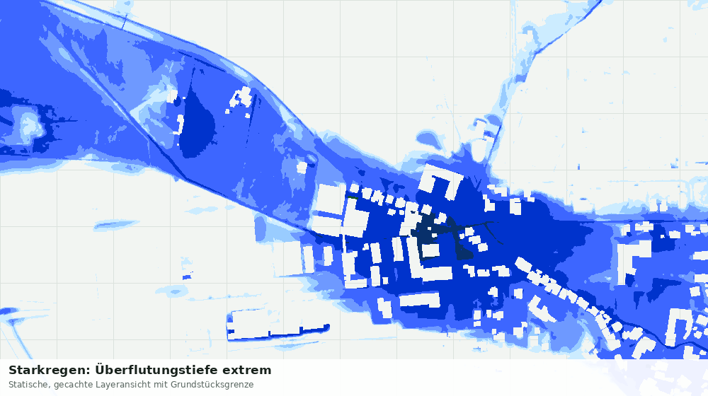 Statische Kartenansicht: Starkregen: Überflutungstiefe extrem