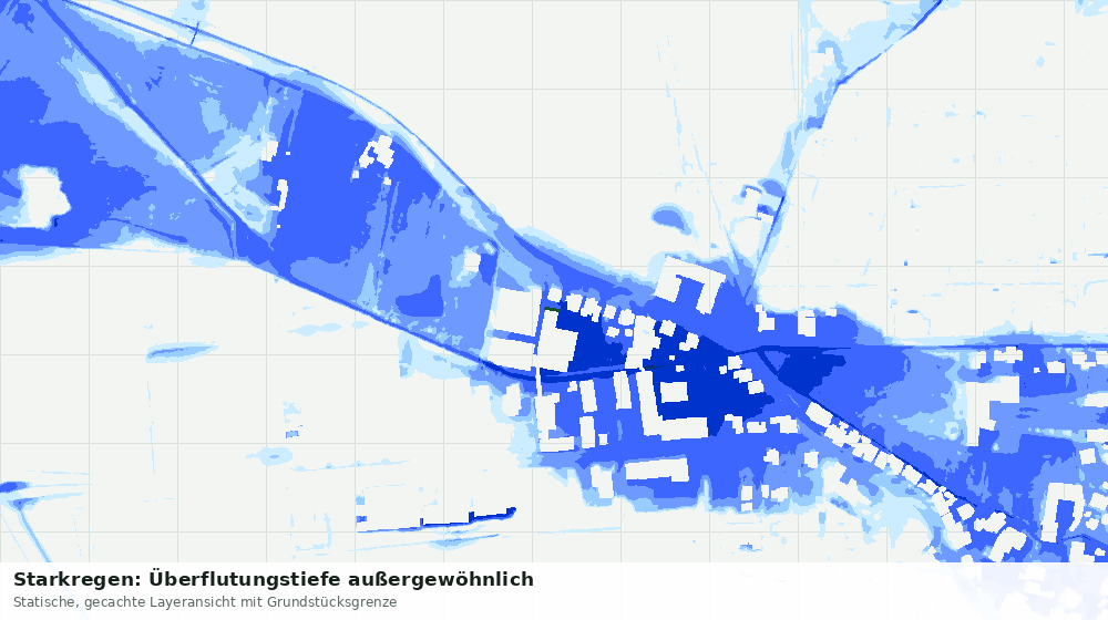 Statische Kartenansicht: Starkregen: Überflutungstiefe außergewöhnlich