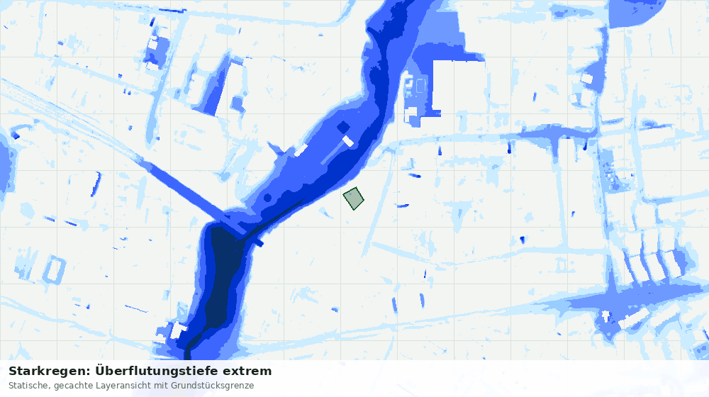 Statische Kartenansicht: Starkregen: Überflutungstiefe extrem