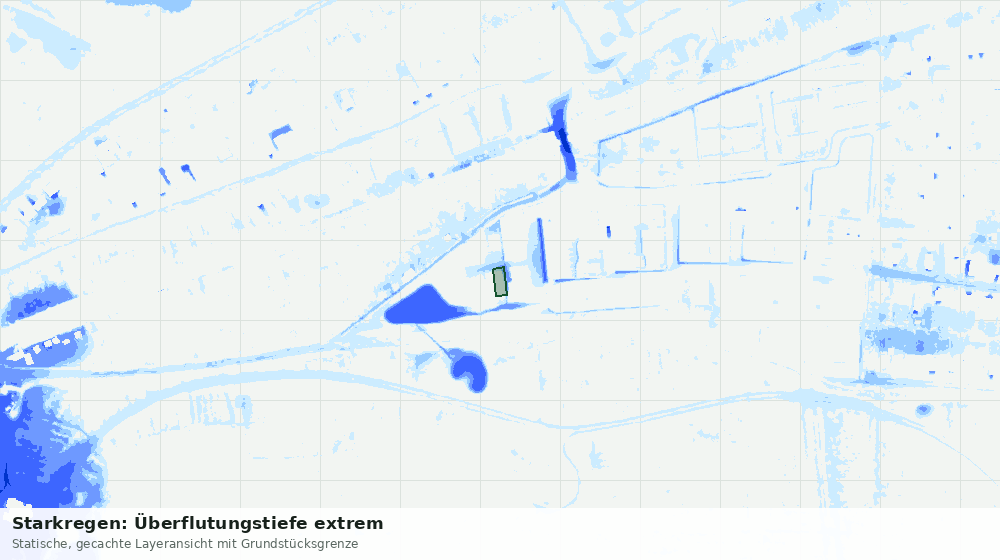 Statische Kartenansicht: Starkregen: Überflutungstiefe extrem