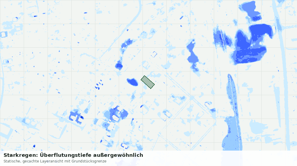 Statische Kartenansicht: Starkregen: Überflutungstiefe außergewöhnlich