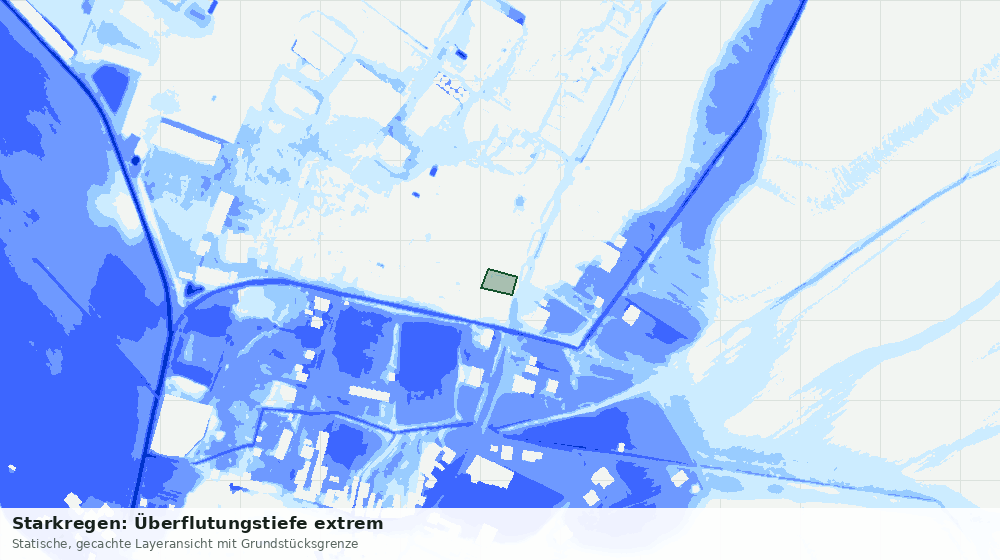 Statische Kartenansicht: Starkregen: Überflutungstiefe extrem