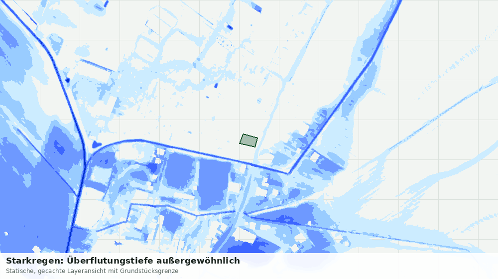 Statische Kartenansicht: Starkregen: Überflutungstiefe außergewöhnlich