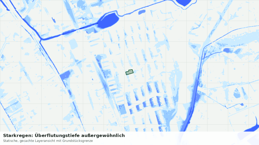 Statische Kartenansicht: Starkregen: Überflutungstiefe außergewöhnlich