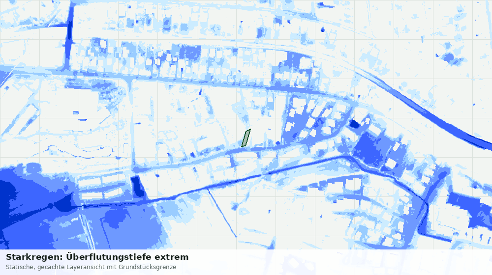 Statische Kartenansicht: Starkregen: Überflutungstiefe extrem