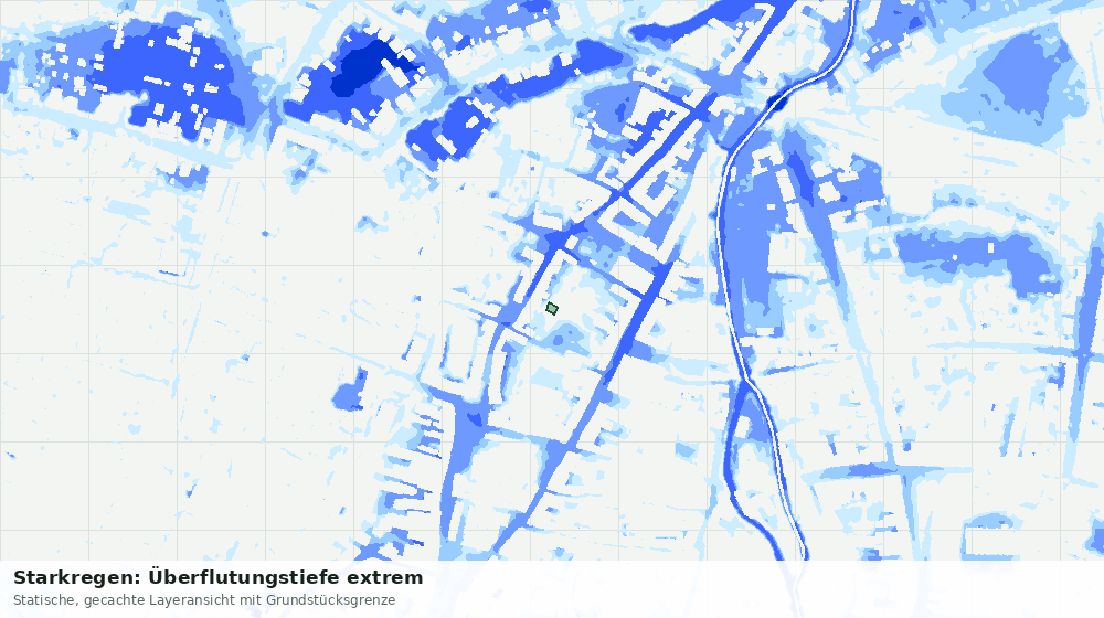 Statische Kartenansicht: Starkregen: Überflutungstiefe extrem