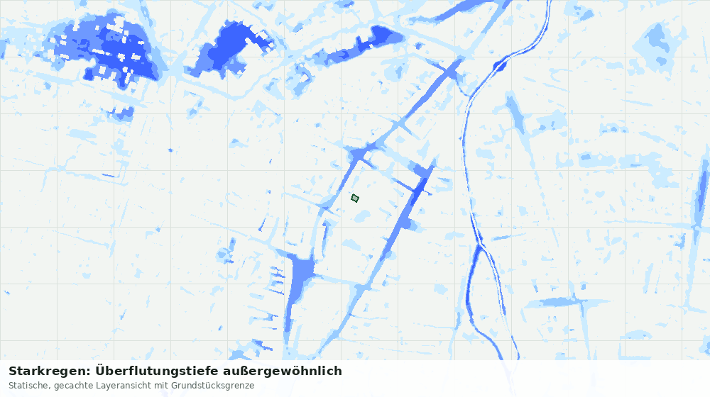 Statische Kartenansicht: Starkregen: Überflutungstiefe außergewöhnlich