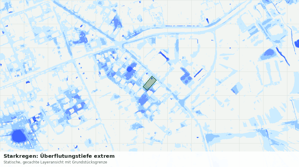 Statische Kartenansicht: Starkregen: Überflutungstiefe extrem