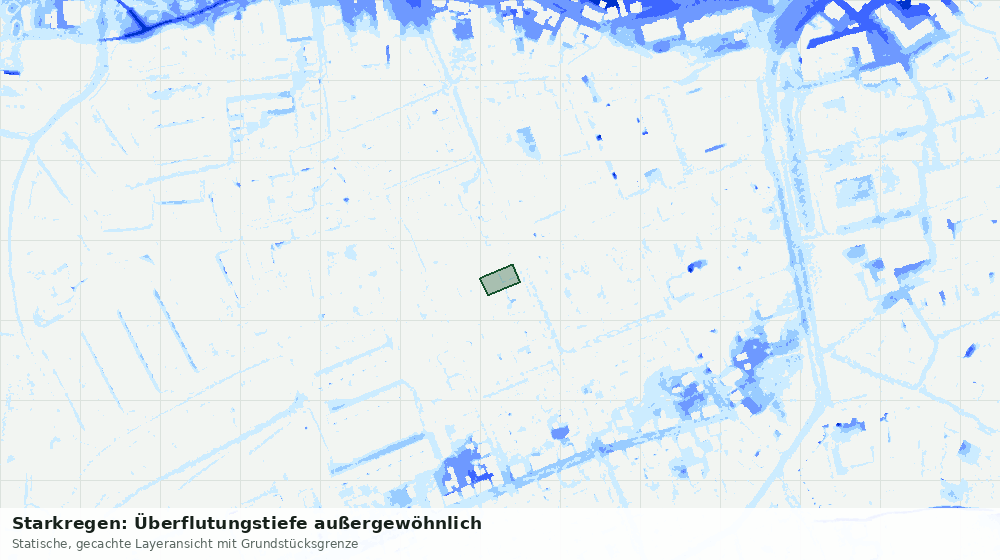 Statische Kartenansicht: Starkregen: Überflutungstiefe außergewöhnlich
