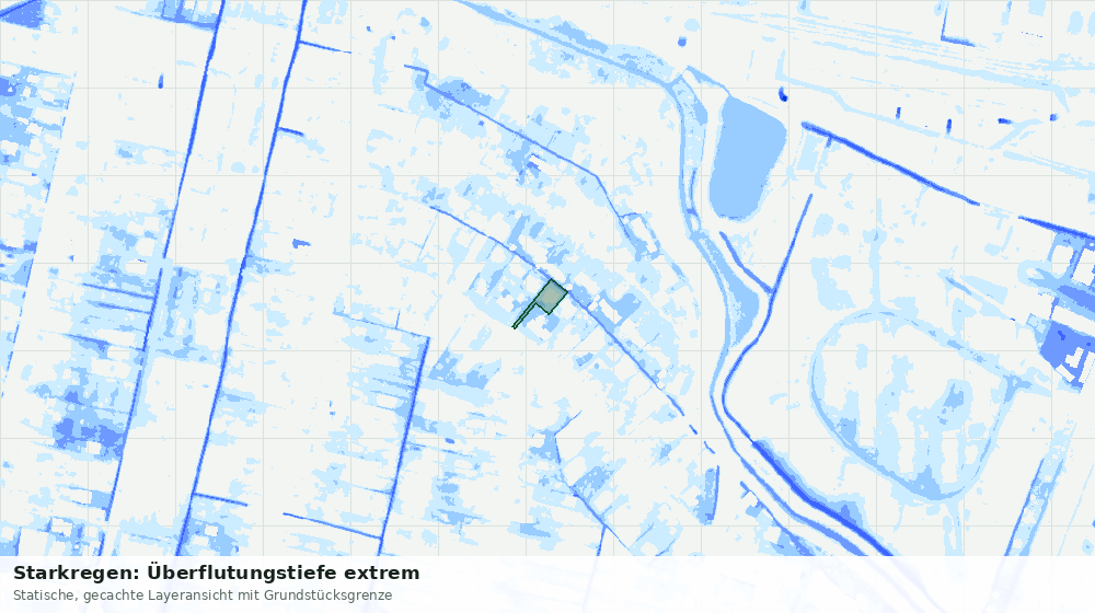 Statische Kartenansicht: Starkregen: Überflutungstiefe extrem