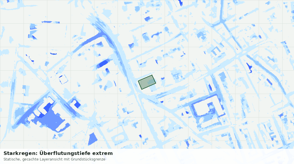 Statische Kartenansicht: Starkregen: Überflutungstiefe extrem