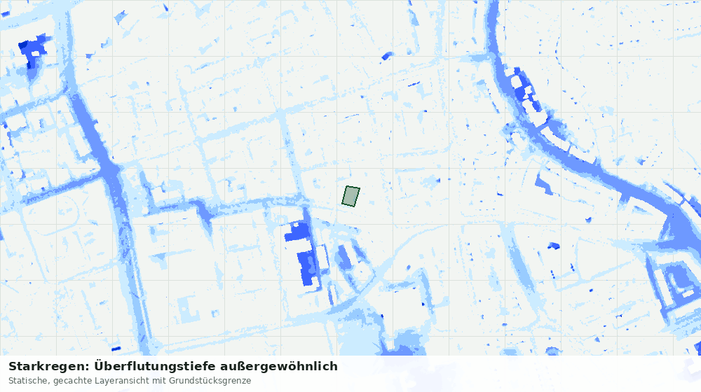 Statische Kartenansicht: Starkregen: Überflutungstiefe außergewöhnlich