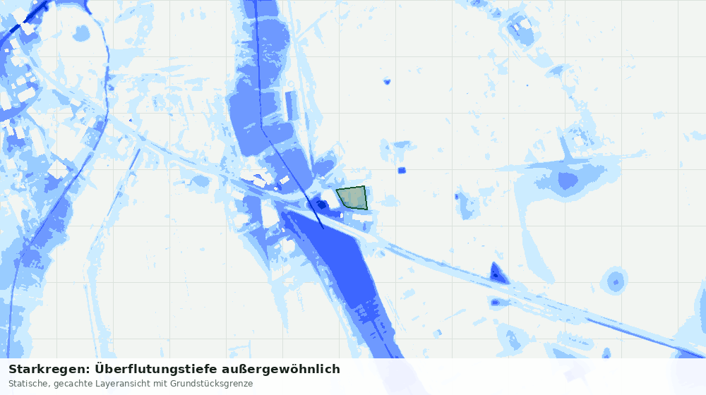 Statische Kartenansicht: Starkregen: Überflutungstiefe außergewöhnlich