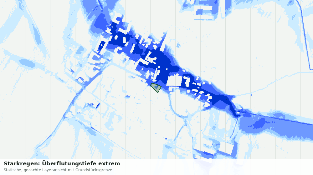 Statische Kartenansicht: Starkregen: Überflutungstiefe extrem