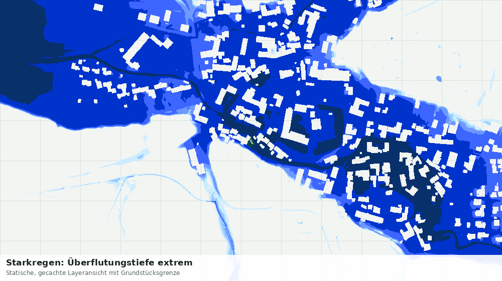 Statische Kartenansicht: Starkregen: Überflutungstiefe extrem