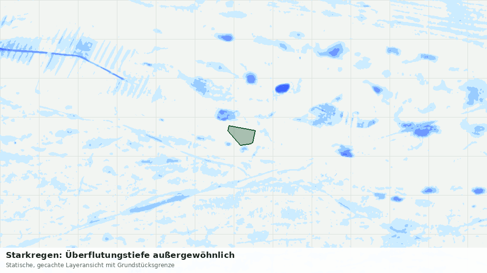 Statische Kartenansicht: Starkregen: Überflutungstiefe außergewöhnlich