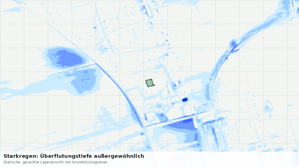 Statische Kartenansicht: Starkregen: Überflutungstiefe außergewöhnlich