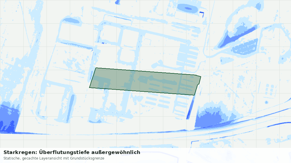 Statische Kartenansicht: Starkregen: Überflutungstiefe außergewöhnlich