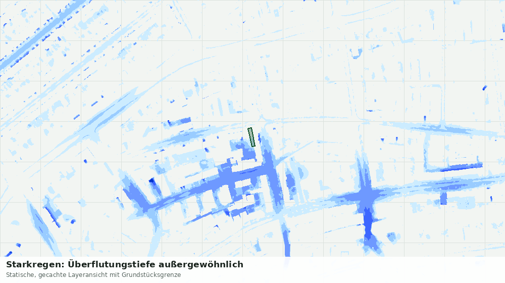 Statische Kartenansicht: Starkregen: Überflutungstiefe außergewöhnlich