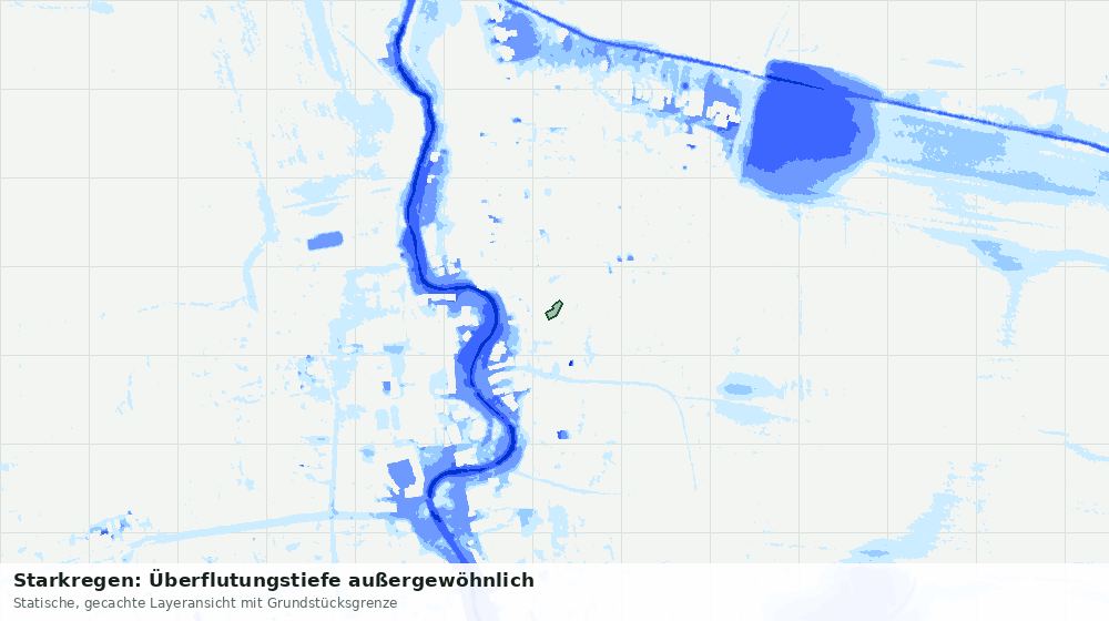 Statische Kartenansicht: Starkregen: Überflutungstiefe außergewöhnlich