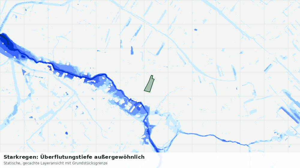 Statische Kartenansicht: Starkregen: Überflutungstiefe außergewöhnlich