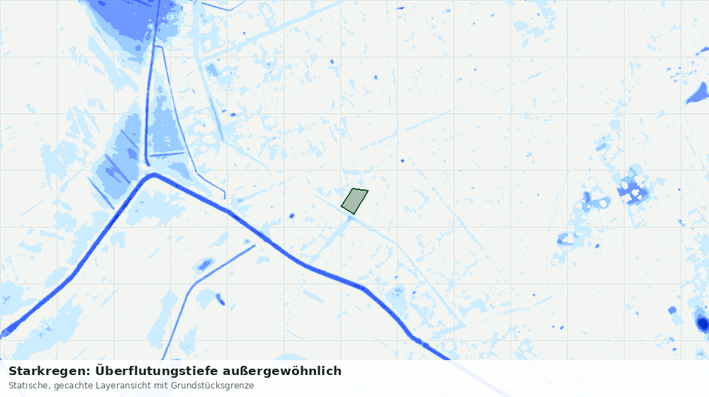 Statische Kartenansicht: Starkregen: Überflutungstiefe außergewöhnlich