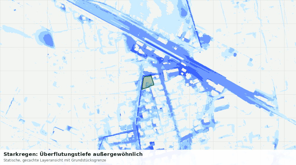 Statische Kartenansicht: Starkregen: Überflutungstiefe außergewöhnlich